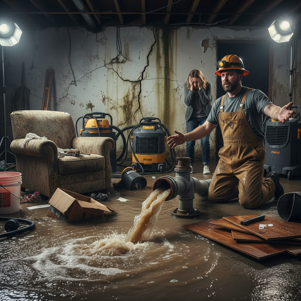 Professional plumber conducting thorough plumbing inspection in residential home
