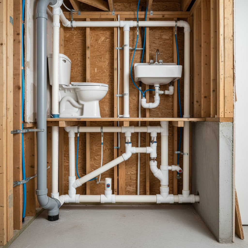 drain waste vent system pipes and trap configuration