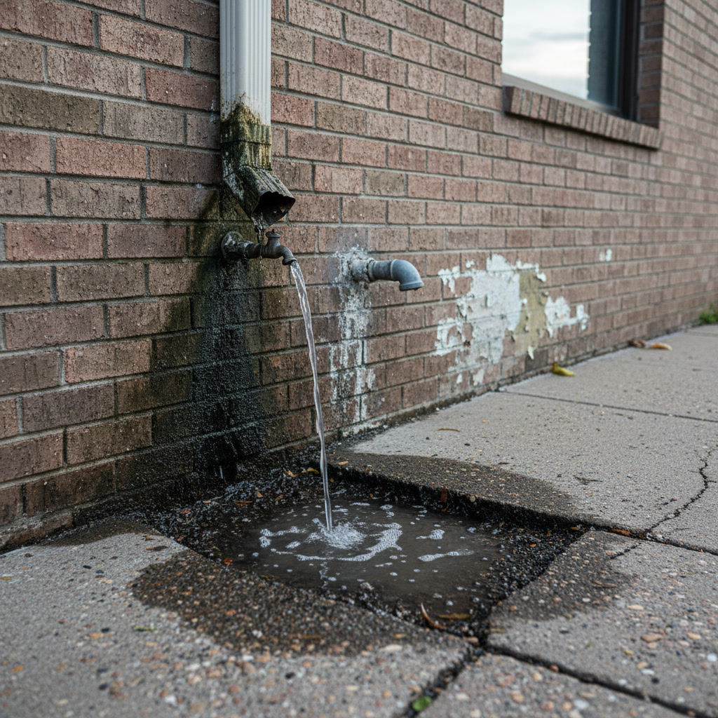 Commercial plumber Paramount inspecting outdoor plumbing system