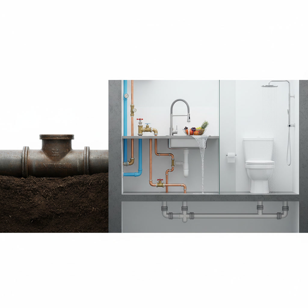bathroom fixture water supply lines and shutoff valves