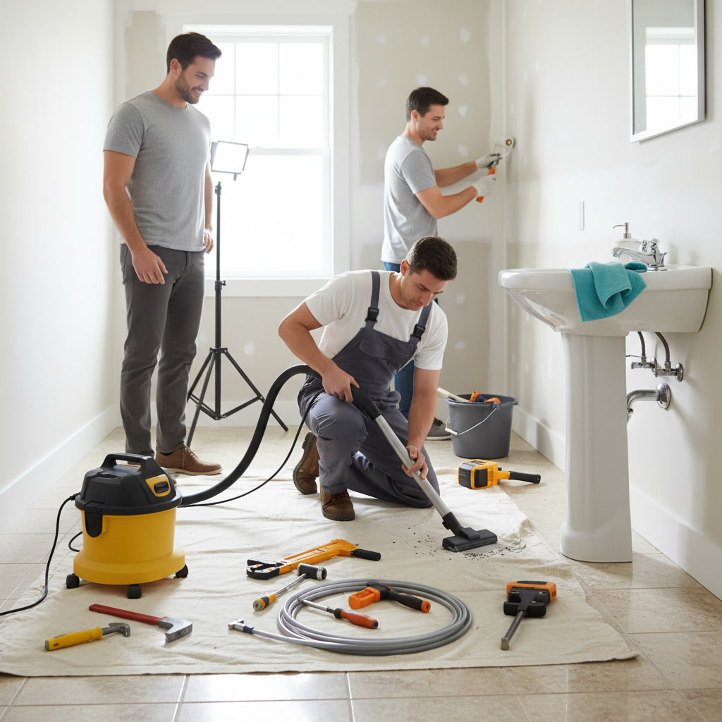 Clean and restored bathroom after professional plumbing repair