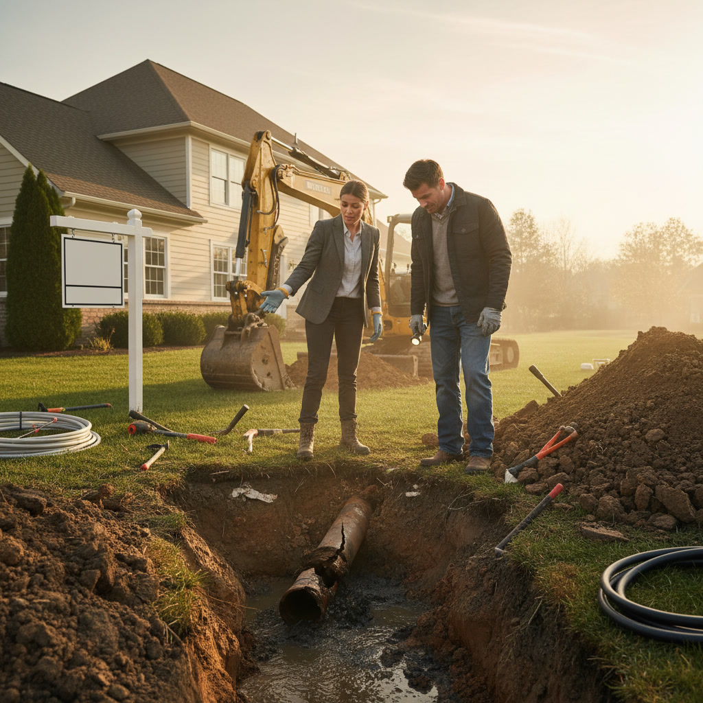 Clean residential sewer line after professional repair and camera inspection