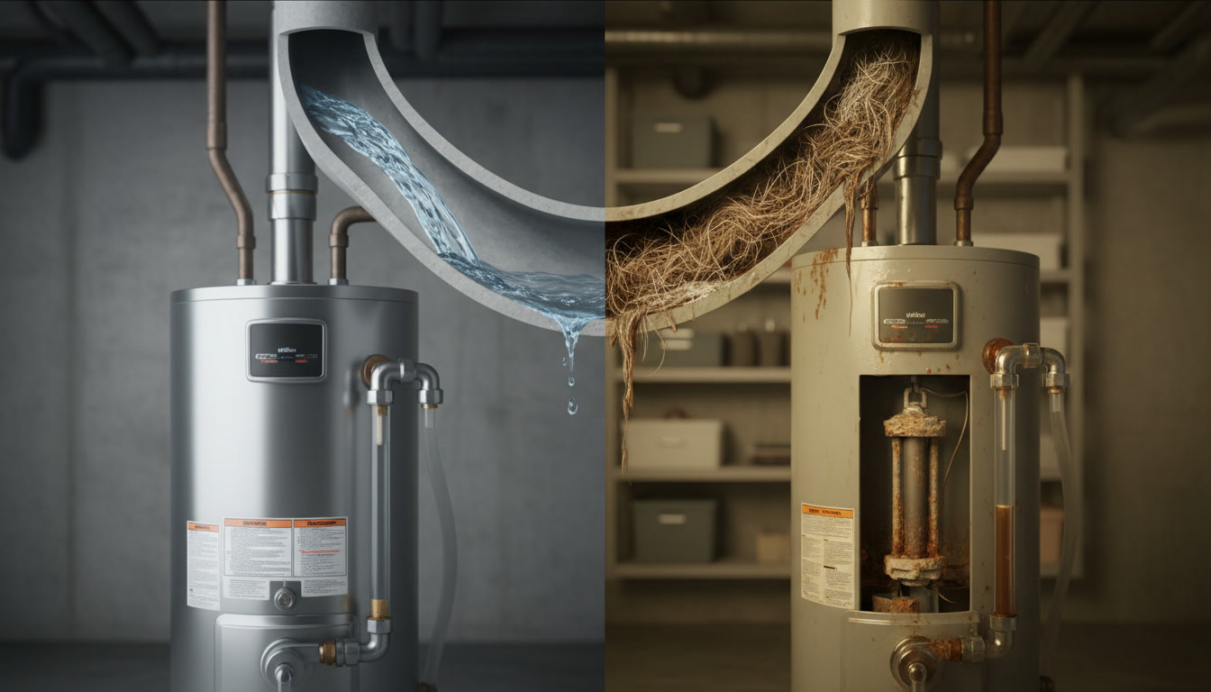 Clean residential drain pipes showing proper water flow and maintenance